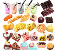 Miniature Food Drink Age 3+, 30 PCS Mini Food Drink 1:12 Scale Miniature Dolls House Food Accessories Mini Pretend Play Food Set Miniature Kitchen Accessories Compatible for Barbie Doll House