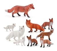 Miniature Fox Figurines Set - PVC 9 Pieces Realistic Wild Forest Animal Toys | Wild Forest Arctic And Red Fox Models For Birthday Christmas New Year Party Cake Decoration
