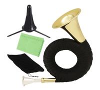 Miniature French Horn - Brass Ornament, 1 Single Display Instrument For Desk Decor, Polished Metal Horn With Stable Base, Music Accessory, Golden For Studio, Display, Gallery And Office