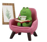Miniature Frog Figures, Miniature Frog Figurine Statue, Funny Reading Sculpture, Funny Drinking Coffee Animals Sculpture, Cute Sofa Drinking Tea, Japanese Small Ornaments, Office Desktop Decoration