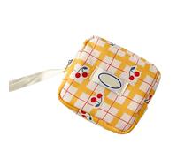 Miniature Fruit Grids Storage Pouches Functional Compartments for Accessories Travel Essential Soft Fabric Makeup Bag Pocket Sized Cosmetic Pouch