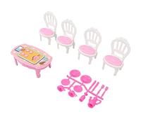 Miniature Furniture - 1:16 Dollhouse Dining Table Set with 4 Chairs and Tablewares, High Simulation Detailed Design, Safe Non - Material, Vibrant Colors for Dollhouses and (type 1)