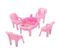 Miniature Furniture - 1:16 Dollhouse Dining Table Set with 4 Chairs and Tablewares, High Simulation Detailed Design, Safe Non - Material, Vibrant Colors for Dollhouses and (type 2)