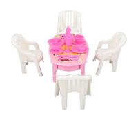 Miniature Furniture - 1:16 Dollhouse Dining Table Set with 4 Chairs and Tablewares, High Simulation Detailed Design, Safe Non - Material, Vibrant Colors for Dollhouses and (type 3)