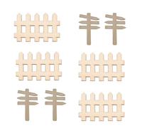 Miniature Garden Accessories Wooden Set - 4 Pieces Mini Garden Signs 7 x 4.5 cm + 4 Pieces Mini Wooden Fences 4.8 x 3 cm - Decoration for Mini Garden, Dollhouse and Fairy Garden - Natural Wood - D
