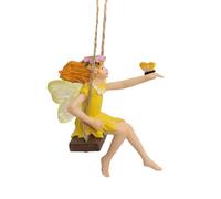 Miniature Garden Fairy on a Swing Ornaments Accessories Resin Fairy Statues Micro Landscape Decoration Plant Flower Pots Figurines