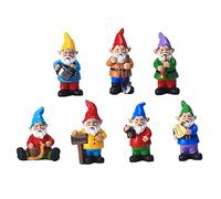 Miniature Garden Gnomes Statue,7Pcs Micro Resin Colored Painted Dwarfs,Small Little Garden Gnome Figurines Terrarium Ornaments