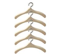 Miniature Garment Hangers with Silver-Tone Curved Hooks | Wooden Hanger Bodies, Five Separate Places for Miniature Outfits, 1: 12 Miniature Room Scenes and Wardrobe