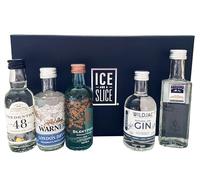 Miniature Gin Gift Set including Foxdenton 48, Martin Miller, Silent Pool, Warners London Dry and Wildjac Natural Dry Gins by Ice and a Slice