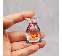Miniature Glass Goldfish, Tiny Goldfish in a Bag, Dollhouse Glass Red Fish Figurine, for Aquarium Fish Ornament, Dollhouse Miniature DIY, Seaworld Ocean Lover (1PCS)