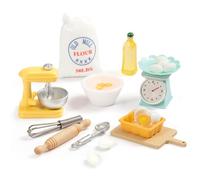 Miniature Gnome Accessories, Furniture for Mini Dolls, Miniature Baking Set, 17 Pieces, Dollhouse Accessories, Equipment for Mini Dollhouses, Flour Bag, Rolling Pin Set Scale 1/12