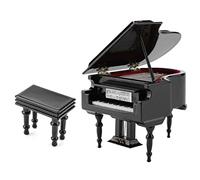 Miniature Grand Piano Model with Bench & Display Case - Black Wooden Desk Decor, Home Display Piece, Unique Gift for Music Lovers & Collectors(3.9x3.5x1.8in)