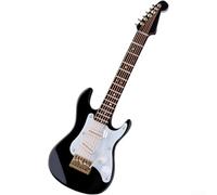 Miniature Guitar 14cm Wooden Electric Guitar Replica with Stand & Case - Non-Playable Music Present for Home Decor, Desktop Display, Collectible Model for Musicians(Black)