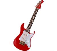 Miniature Guitar 14cm Wooden Electric Guitar Replica with Stand & Case - Non-Playable Music Present for Home Decor, Desktop Display, Collectible Model for Musicians(Red)