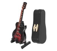 Miniature Guitar Model, Mini Wooden Instrument Model Ornaments with Support and Storage Case Decorative Handicraft Ornament for Home Office Decoration