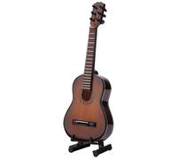 Miniature Guitar Model, Miniature Wooden Guitar Model Display with Stand and Storage Box, Mini Musical Ornaments Craft Home Decor Miniature Dollhouse Display Accessories (14cm)