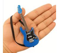 Miniature Guitar Model with Detachable Strap - Decorative Plastic Model - 4 Color Options (blue)
