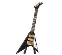 Miniature Guitar with Stand and Case Mini Musical Instrument Electric Guitar Collectible Figurines Model 5.5x1.3x1.2in Home Decoration Display Ornament Musical Instrument