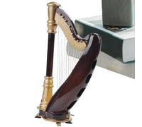 Miniature Harp, Decorative Music Instrument Model, Instrument Decor Small Harp, Resin & Copper Wire, Elegant Desk Ornament (3.35x5.51 In), for Home, Kids & Adults