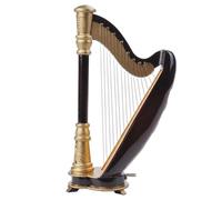 Miniature Harp Model, Home Decor Instrument, 3.35x5.51 inches, Decorative Tabletop Ornament, Desk Decoration Figure, Resin Copper Wire Craft, Artistic Office Accessory, Elegant
