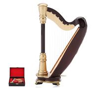 Miniature Harp Replica with Case, Wooden Instrument Model Decoration with Stand 1.8x3.3x5.5in Musical Ornament Gifts for Home Party Office Table