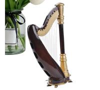 Miniature Harp Sculpture - Wooden Harp Figurine, Mini Instrument Model | Desktop Decoration for Home, Collectable Harp Decoration for Musicians, Musical Gift Idea of 1