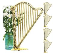 Miniature Harp - Set Of 5 Doll House Harps | 1:12 Tiny Harp Figurines, Decorative Instrument For Desktop, Festive Holiday And Home Decoration