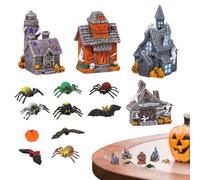 Miniature Haunted Villa - Halloween Village Decoration, Spooky Little House | Small Halloween Houses, Resin Design with Bats, Spirits and Lanterns, 14 Holidays p