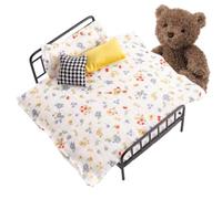 Miniature House Bed,Vintage Realistic Bed with Bedding And Pillow | Accessories For Miniature Home | for Children Cabinet Room Living Room Play Life Dream Story Dress Up Holiday