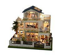 Miniature House Building Kit, 3D Wooden Craft Kit for Small Villa Model Making with LED, Home Decoration, Gift for Teenagers, Adults, Family