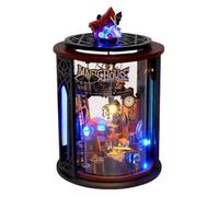 Miniature House Building Kit - Model Kit to Assemble a , 4.61 x 4.61 x 6.93 inches, Bookcase, Miniature Set, Book Corner with LED Lights for Crafts