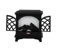 Miniature House Fireplace LED Light, Plastic Dollhouse Accessory | Black Modern Scene Decor, Realistic Flame Effect, Compact Design for Doll House Rooms and Display Setups