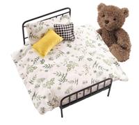 Miniature House Furniture, Retro Bedroom Set, Realistic Bed with Bedding and Pillow Accessories, Detailed Mini Room Decor Kit, Play Scene Furniture System, Furnitures for Kids Play