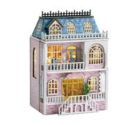 Miniature House Kit - 25cm DIY Wooden dollhouss, Openable Craft Model, Furniture Set, LED Lighting | Creative Handmade Mini Doll House Kit Gift for Family Friends Kids Hobby Decoration Collectible