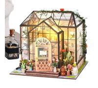 Miniature House Kit | 3D Greenhouse Model Kit | Crafts to Decorate Shelves Youth Bedroom | Library Adults Halloween Christmas