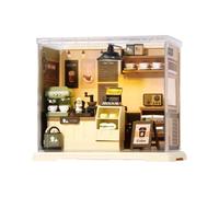 Miniature House Kit | Desk Decor Doll House Kit | Realistic Miniature Coffee Shop Kitchen Building Set, Handmade Assembly Model Toy for Teens Adults