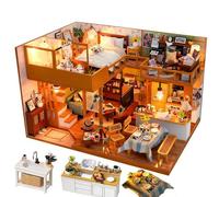 Miniature House Kit DIY Doll House 3D Villa Model with Dust Cover, Book Nook for Home Decor, for Friends Parents style a