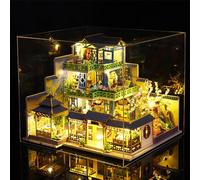 Miniature House Kit for Adult,Mini House Building Kit with LED Light, DIY Miniature Kit for Adults, Wooden Mini Dollhouse Kit for Birthday Christmas，P013