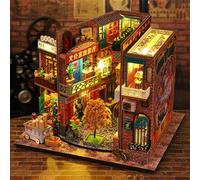 Miniature House Kit for Adult,Mini House Building Kit with LED Light, DIY Miniature Kit for Adults, Wooden Mini Dollhouse Kit for Birthday Christmas，ES010