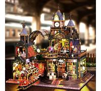 Miniature House Kit for Adult,Mini House Building Kit with Steam Train, DIY Miniature Kit for Adults, Wooden Mini Dollhouse Kit for Birthday Christmas,Rail Track Train City