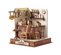 Miniature House Kit for Adults | 3D Wooden Puzzles for Building a Coffee, Small House Building, Shelf and Desk Decoration, Birthday Party, Welcome Gift, Approx