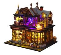 Miniature House Kit, Light Up Magical Theme Tiny House, Wooden DIY with Glue Battery, Easy Assembly for Adults Kids