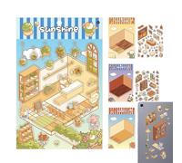 Miniature House Kit Stickers | 3D Effect Landscaping Sticker - Cellphone Phone Case Decal for Craft Enthusiasts Scrapbook Greeting Card Notebook Account Book School Activity Kids