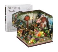 Miniature House Kit | Wooden Craft House with LED Lights - Building Kit, Assembly Model for Architectural Design Girls Boys Home Collector Display Desk Shelf
