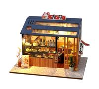 Miniature House Kit - Wooden Doll house Toy, Handmade Craft Project | Building Set Gift, LED Light Assembly Kit Interior Decoration Hobby Kit Small House Adult Decor Birthday Present for Collector Use