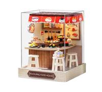 Miniature House Kit,Wooden Home Decor with Light - Small Dessert Time Craft Build Kit,for Living Room Bedroom Kitchen Office Shelf Entryway Classroom Apartment Christmas Holiday