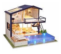 Miniature House Kits for Adults, Handmade Miniature Doll House Kit, DIY Dollhouse Craft Set with Realistic Furniture, Music Box & LED Lights, 1:24 Scale Wooden Mini House Kit for Gift & Decors