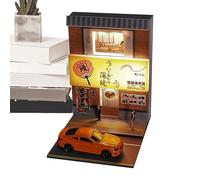 Miniature House Model - Japanese Corner Restaurant, Handmade with Led Lights, Architectural Simulation, Tabletop Decor with Detailed Interior, Lighted Scene for Housewarming, Hobby Display