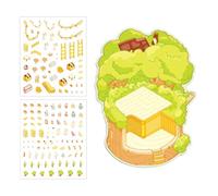 Miniature House Scene Stickers, Miniature Scene Sticker Set - 3D Scrapbooking Decals Bulk Cartoon Cute Basket House Decals Furniture Scrapbooking Adhesive Paper for Door