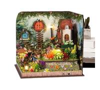 Miniature House - Wooden House with LED Lights - Building Kit, Assembly Model for Architectural Design Girls Boys Home Collector Display Desk Shelf